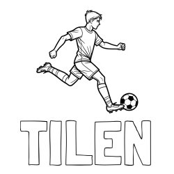 Online izdelana pobarvanka - Pobarvanka imena TILEN in pobarvanka nogometaša v napadu