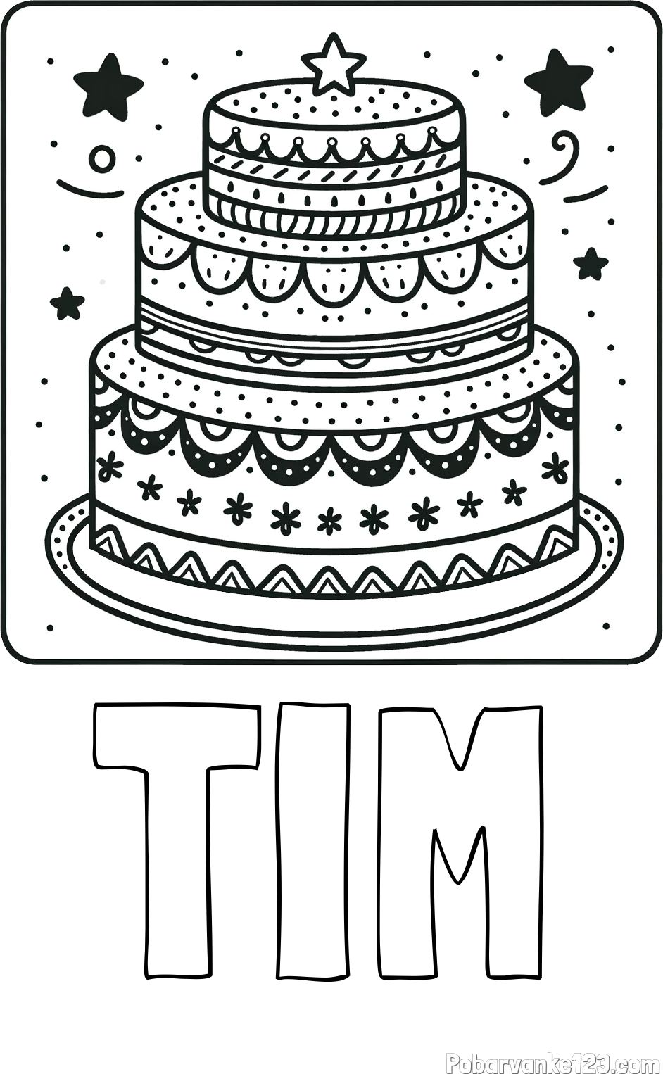 Pobarvanka imena TIM in pobarvanka slastne torte