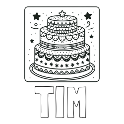 Online izdelana pobarvanka - Pobarvanka imena TIM in pobarvanka slastne torte