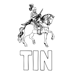 Online izdelana pobarvanka - Pobarvanka imena TIN in pobarvanka viteza na konju