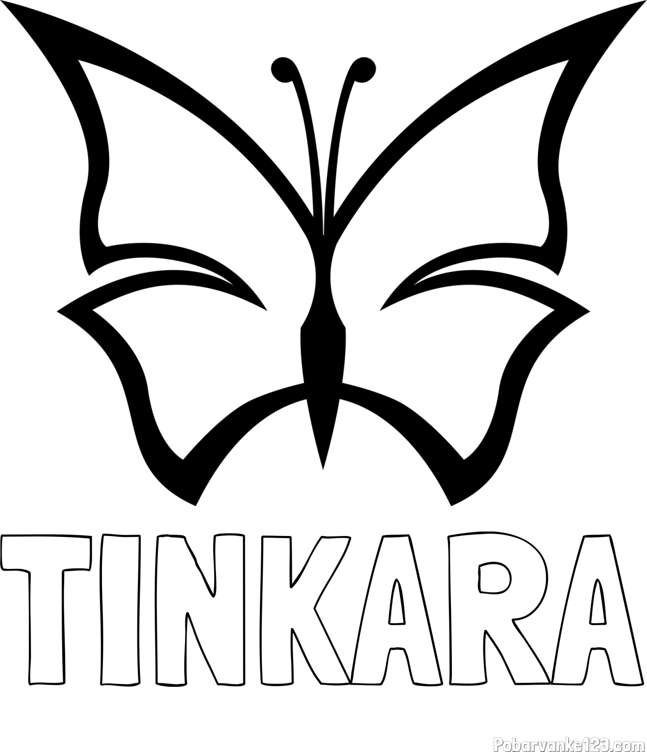 Pobarvanka imena TINKARA in otroška pobarvanka metulja