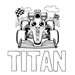 Online izdelana pobarvanka - Pobarvanka imena TITAN in otroška pobarvanka FORMULA 1