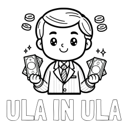 Online izdelana pobarvanka - Pobarvanka imena ULA IN ULA in otroška pobarvanka bankirja z veliko denarja