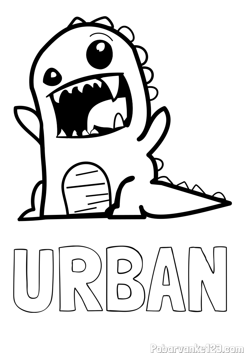 Pobarvanka imena URBAN in pobarvanka strašnega dinozavra