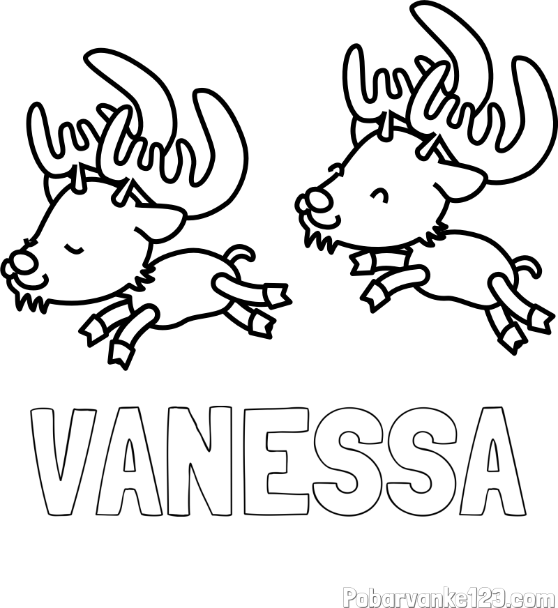 Pobarvanka imena VANESSA in jelenčka