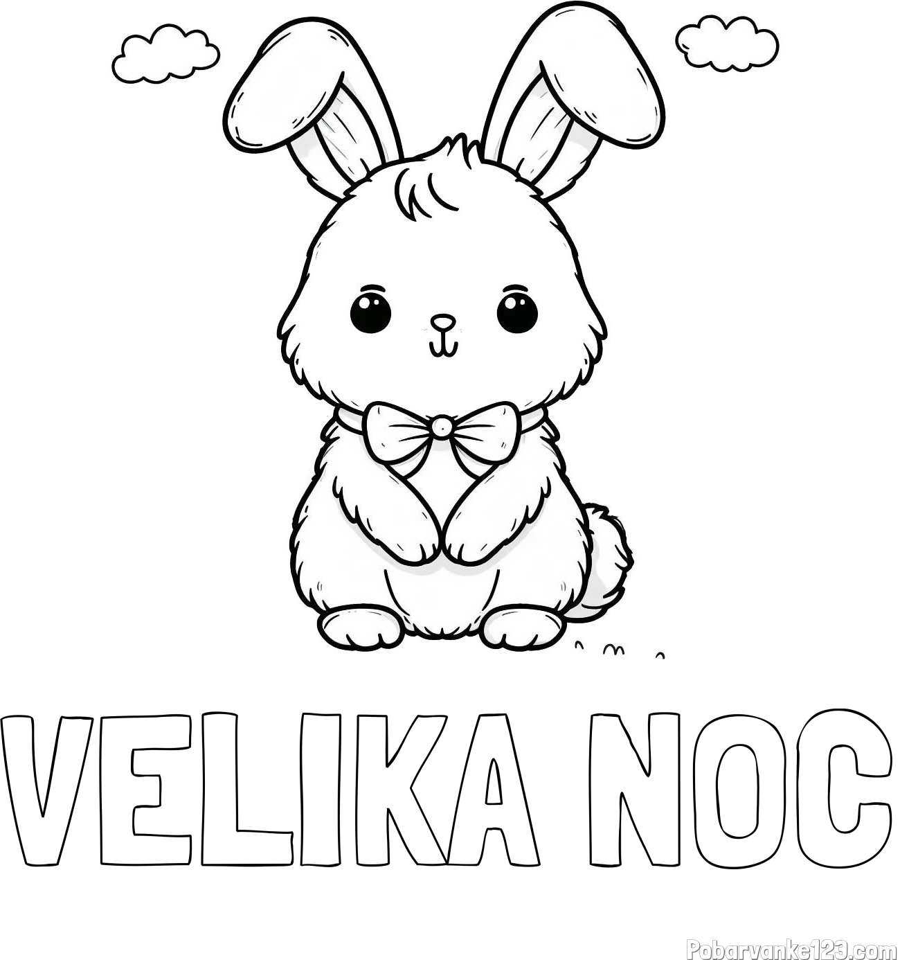 Pobarvanka imena VELIKA NOČ in pobarvanka prikupnega zajčka