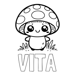 Online izdelana pobarvanka - Pobarvanka imena VITA in otroška pobarvanka gobe