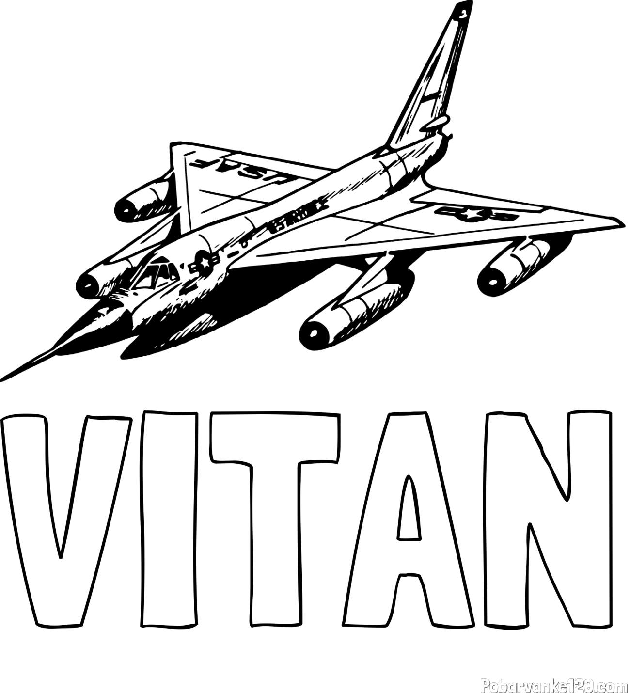 Pobarvanka imena VITAN in pobarvanka vojaškega lovca