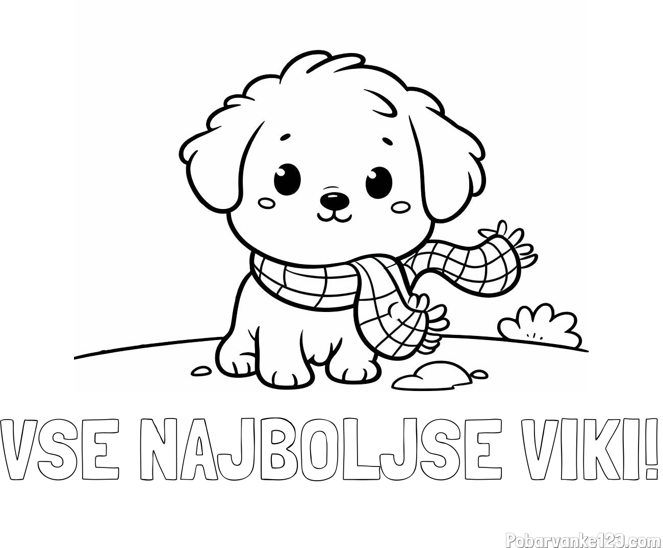 Pobarvanka imena VSE NAJBOLJŠE VIKI! in pobarvanka prikupnega psička