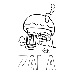 Online izdelana pobarvanka - Pobarvanka imena ZALA in pobarvanka jurčka spremenjenega v hiško