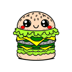 Pobarvana pobarvanka - Otroška pobarvanka nasmejanega hamburgerja