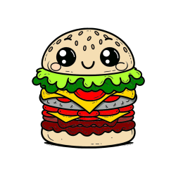 Pobarvana pobarvanka - Otroška pobarvanka nasmejanega hamburgerja