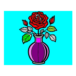 Pobarvana pobarvanka - Pobarvanka čudovite vrtnice v vazi