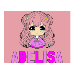 Pobarvana pobarvanka - Pobarvanka imena ADELISA in pobarvanka prikupne punčke v anime slogu
