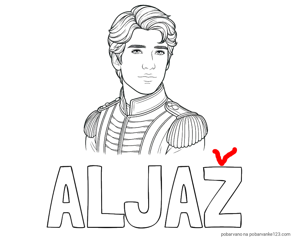 POBARVANA POBARVANKA - Pobarvanka imena ALJAŽ in pobarvanka princa
