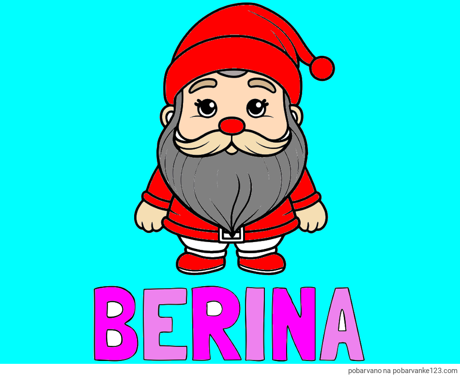 POBARVANA POBARVANKA - Pobarvanka imena BERINA in otroška pobarvanka ljubkega Božička