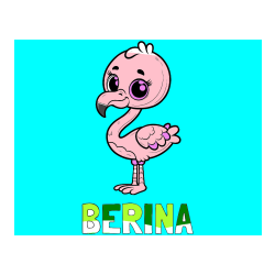 Pobarvana pobarvanka - Pobarvanka imena BERINA in pobarvanka majhnega flaminga
