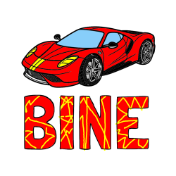 Pobarvana pobarvanka - Pobarvanka imena BINE in pobarvanka dirkalnega avtomobila