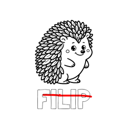 Pobarvana pobarvanka - Pobarvanka imena FILIP in pobarvanka prisrčnega ježka