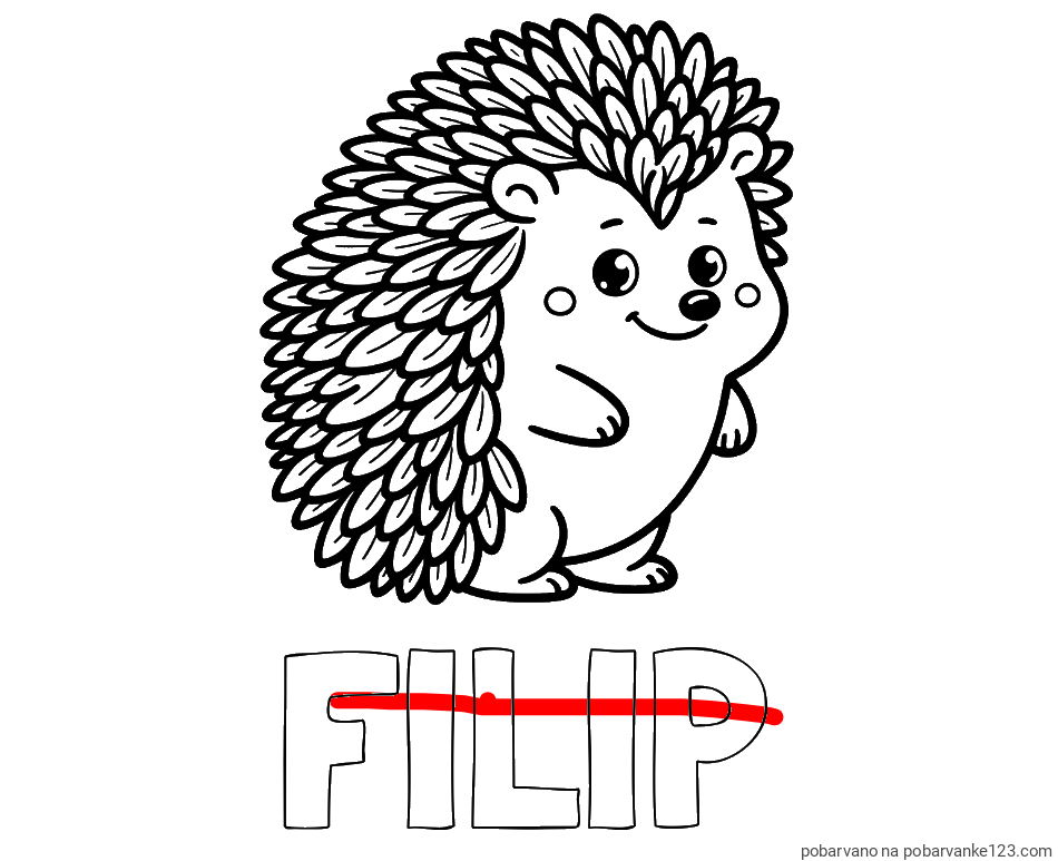 POBARVANA POBARVANKA - Pobarvanka imena FILIP in pobarvanka prisrčnega ježka