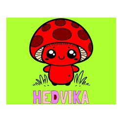 Pobarvana pobarvanka - Pobarvanka imena HEDVIKA in otroška pobarvanka gobe