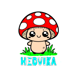 Pobarvana pobarvanka - Pobarvanka imena HEDVIKA in otroška pobarvanka gobe