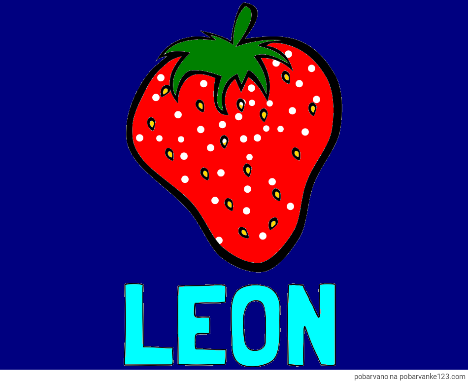POBARVANA POBARVANKA - Pobarvanka imena LEON in pobarvanka sočne jagode