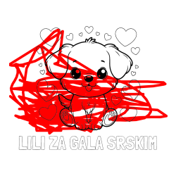 Pobarvana pobarvanka - Pobarvanka imena LILI ZA GALA SRŠKIM in pobarvanka ljubkega kužka obdanega s srčki