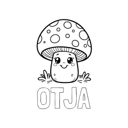 Pobarvana pobarvanka - Pobarvanka imena OTJA in pobarvanka ljubke gobe