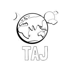 Pobarvana pobarvanka - Pobarvanka imena TAJ in pobarvanka planeta Zemlje, lune ter sonca