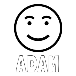 Online izdelana pobarvanka - Pobarvanka imena ADAM in pobarvanka nasmejanega smeška