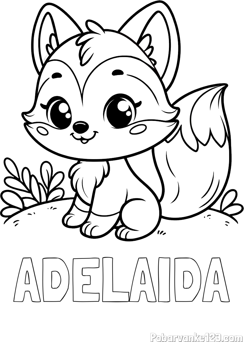 Pobarvanka imena ADELAIDA in pobarvanka lisičke