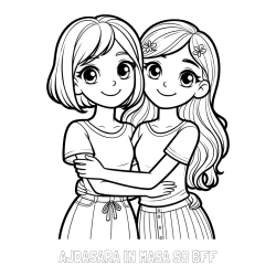 Online izdelana pobarvanka - Pobarvanka imena AJDASARA IN MAŠA SO BFF in pobarvanka ljubkih prijateljic