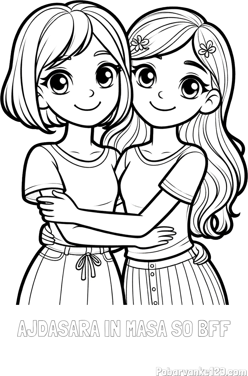 Pobarvanka imena AJDASARA IN MAŠA SO BFF in pobarvanka ljubkih prijateljic