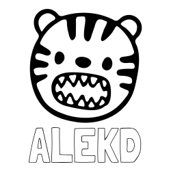 Online izdelana pobarvanka - Pobarvanka imena ALEKD in pobarvanka glave majhnega tigrčka