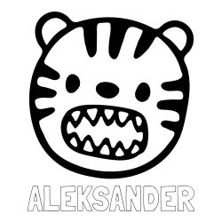 Online izdelana pobarvanka - Pobarvanka imena ALEKSANDER in pobarvanka glave majhnega tigrčka