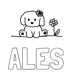 Online izdelana pobarvanka - Pobarvanka imena ALEŠ in KUŽIKA