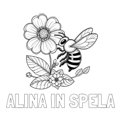 Online izdelana pobarvanka - Pobarvanka imena ALINA IN ŠPELA in otroška pobarvanka čebelice in rožice