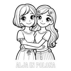 Online izdelana pobarvanka - Pobarvanka imena ALJA IN POLONA in pobarvanka ljubkih prijateljic