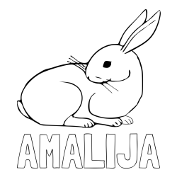Online izdelana pobarvanka - Pobarvanka imena AMALIJA in pobarvanka zajčka, ki je nekaj opazil