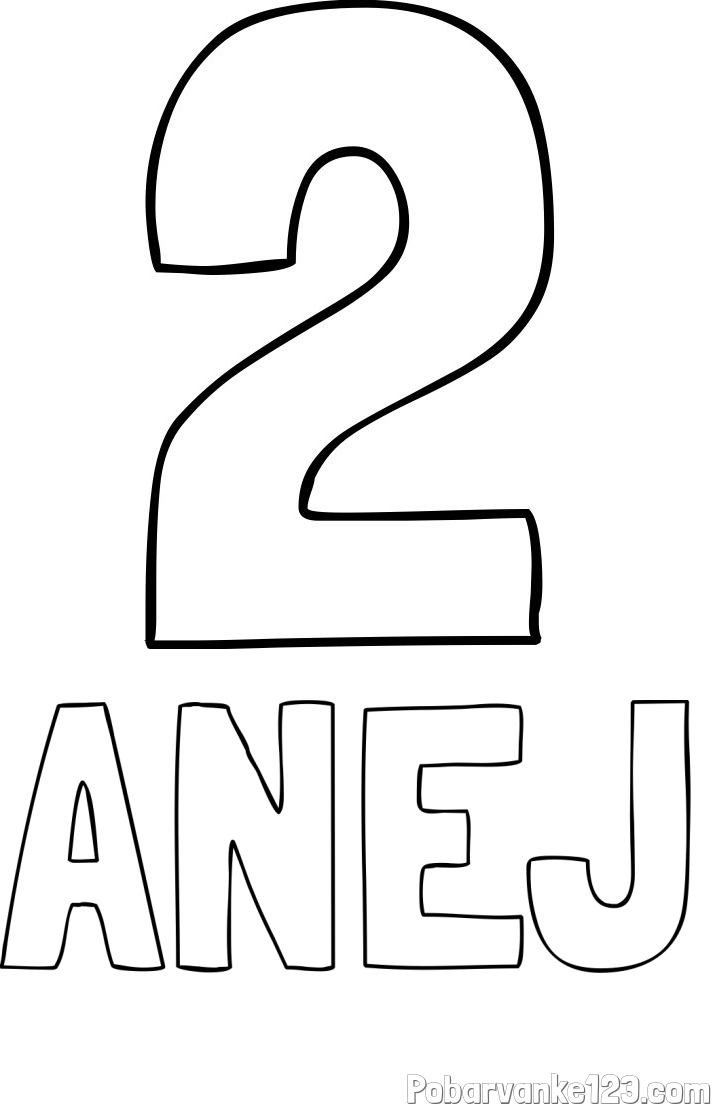 Pobarvanka imena ANEJ in pobarvanka številke dva