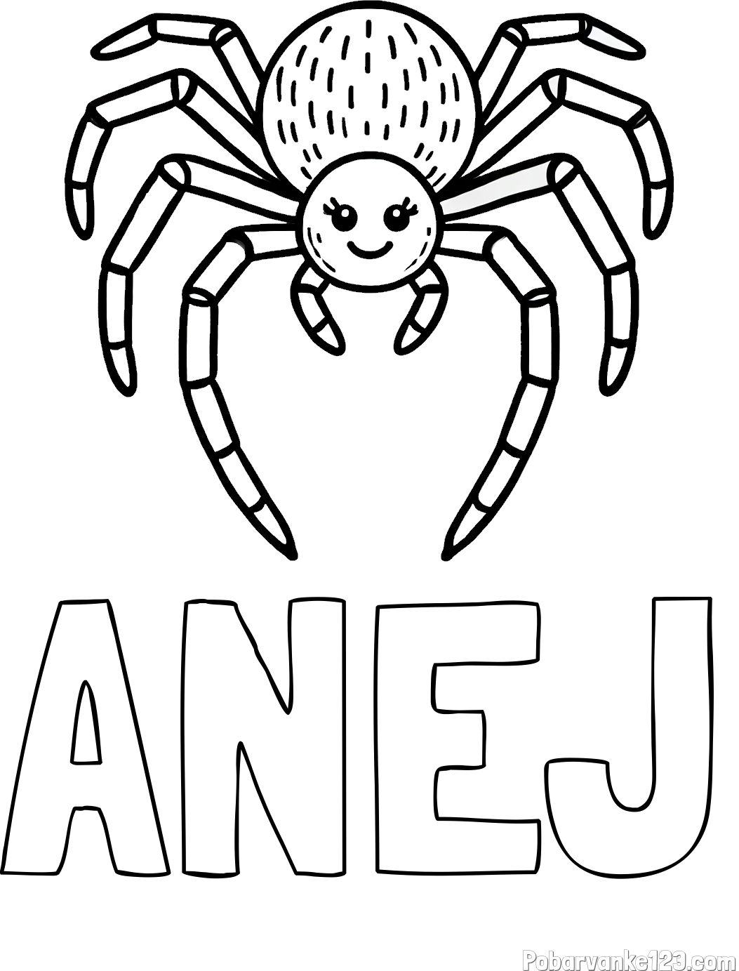 Pobarvanka imena ANEJ in pobarvanka veselega pajka