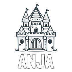 Online izdelana pobarvanka - Pobarvanka imena ANJA in otroška pobarvanka gradu