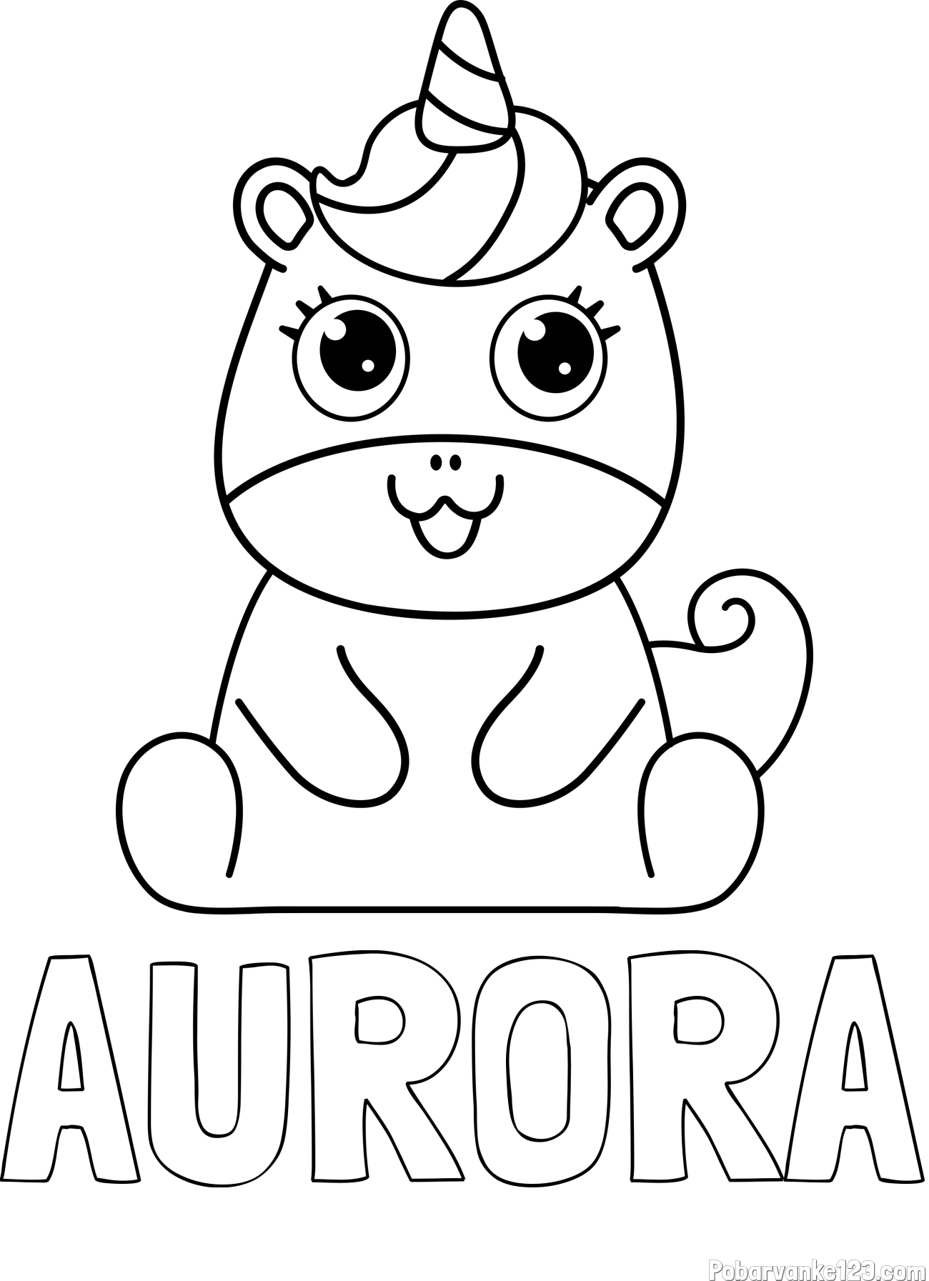 Pobarvanka imena AURORA in pobarvanka čudovitega samoroga Unicorn