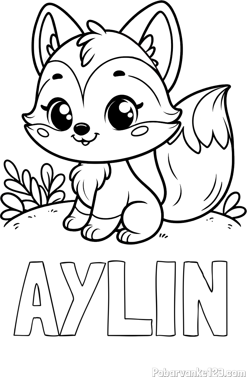 Pobarvanka imena AYLIN in pobarvanka lisičke