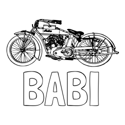 Online izdelana pobarvanka - Pobarvanka imena BABI in pobarvanka starega motorja