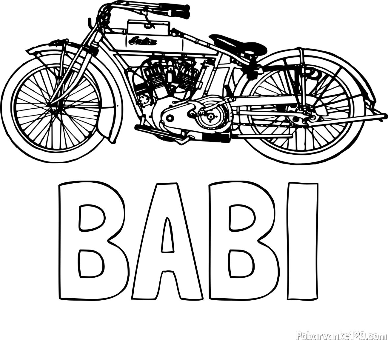 Pobarvanka imena BABI in pobarvanka starega motorja