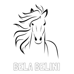 Online izdelana pobarvanka - Pobarvanka imena BELA BELINI in lepa pobarvanka konja