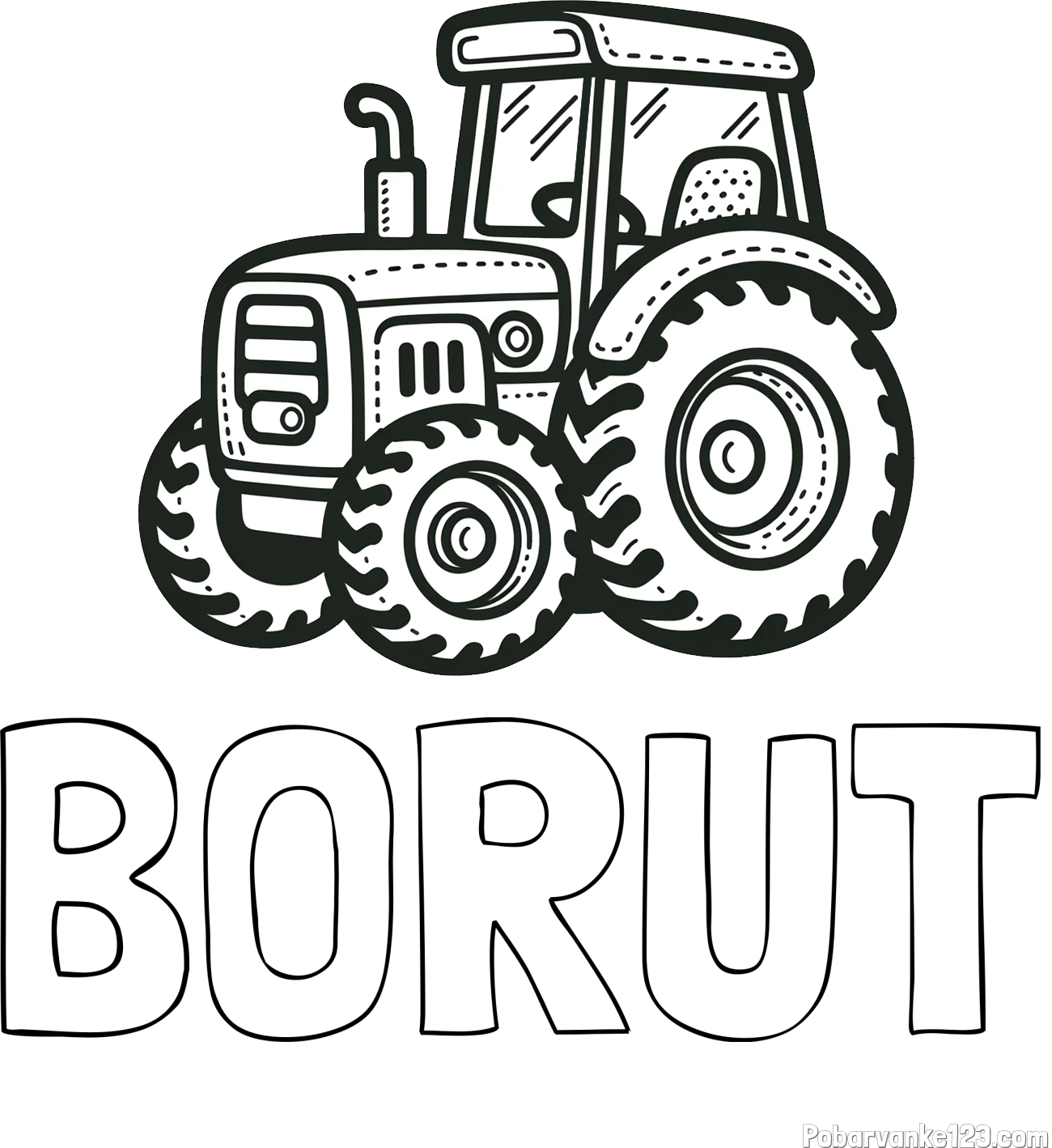 Pobarvanka imena BORUT in pobarvanka čudovitega traktorja