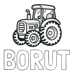 Online izdelana pobarvanka - Pobarvanka imena BORUT in pobarvanka čudovitega traktorja